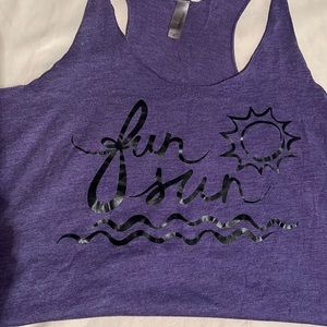 Next Level Apparel razor back purple tank. Custom print on front XL